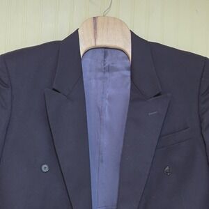 Paul Rodon Suit Jacket Blazer Mens 42 Blue Wool Double Breasted Peak Lapel